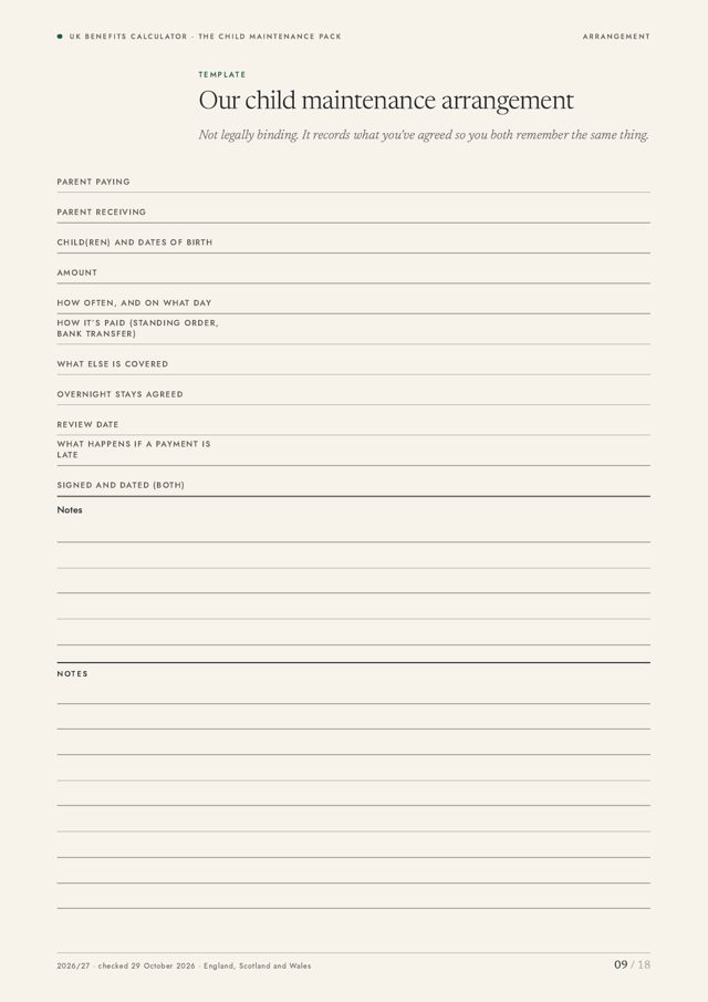Family-based arrangement template