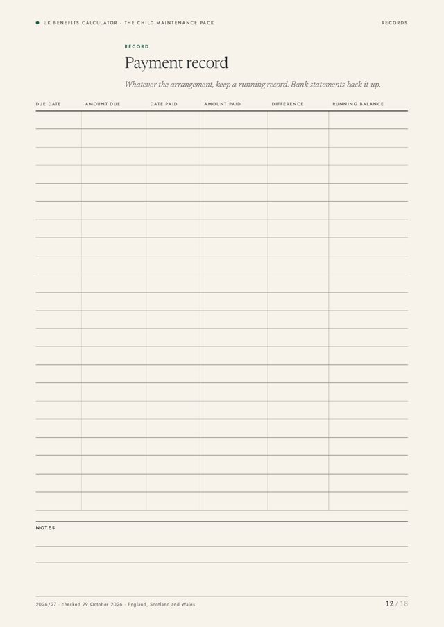 Payment record page