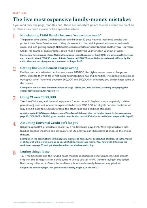 Page listing the most expensive family-money mistakes with the cost of each and how to fix it