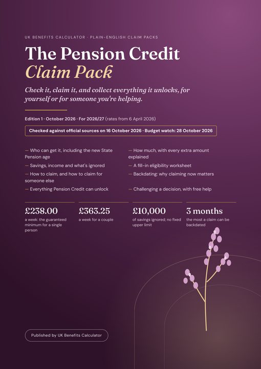 Cover of the Pension Credit Claim Pack 2026/27 from UK Benefits Calculator