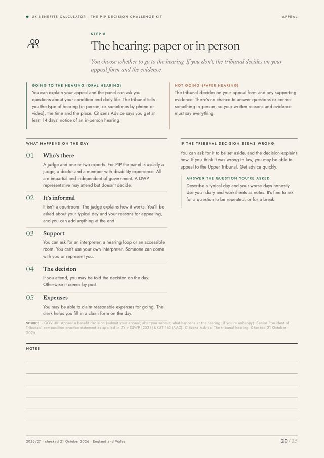 Page explaining tribunal hearings
